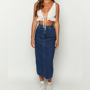 VINTAGE Mid Length Jean Skirt Womens 7/8 Desperado